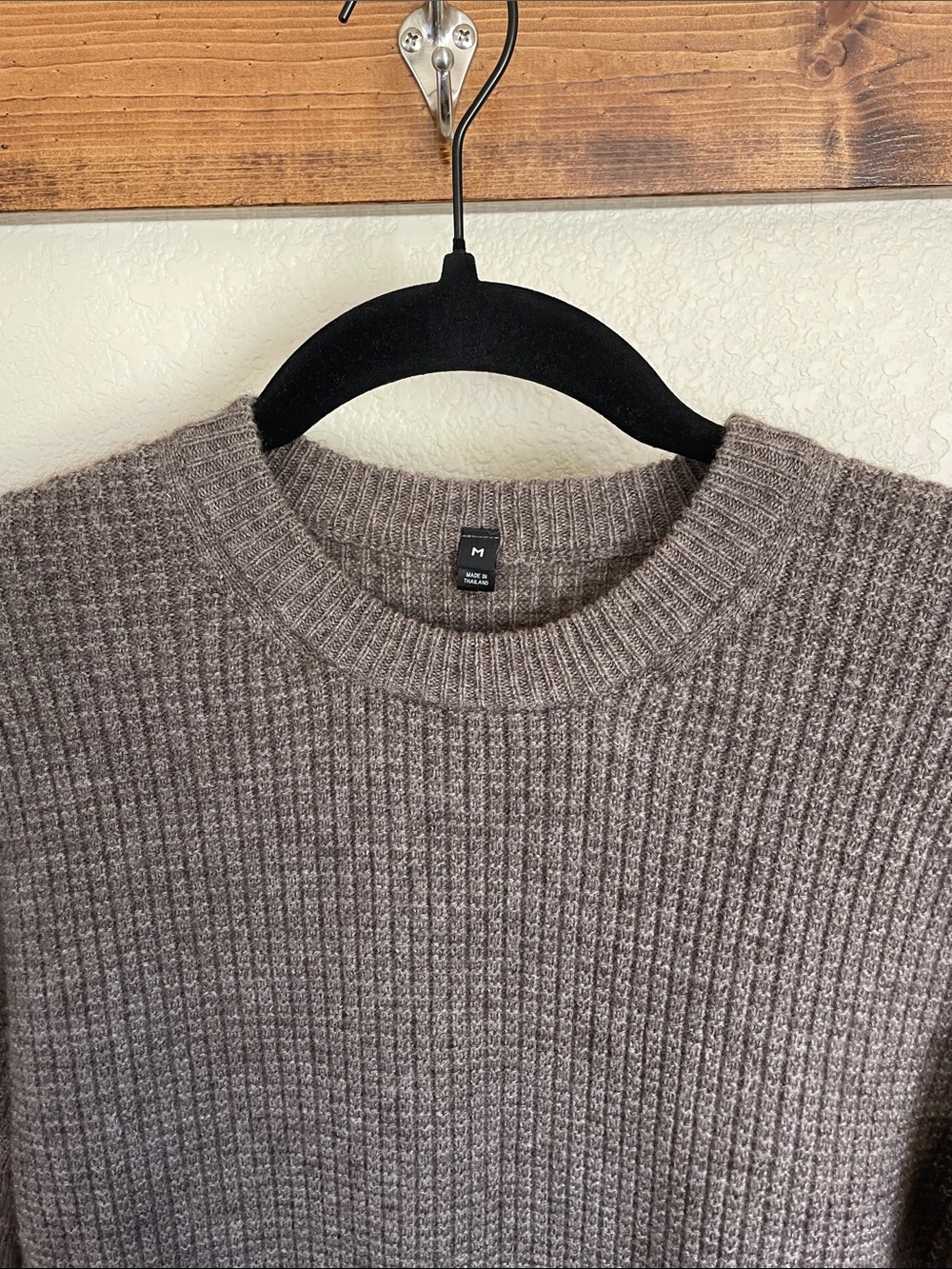 Muji Yak Hair Wool Ribbed Crewneck Sweater Taupe Women’s M Minimalist Natural - Picture 5 of 10